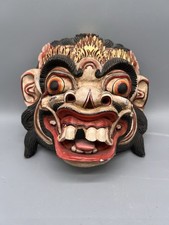 Vintage balinesische Barong-Maske, handgeschnitzte Holzmaske aus Indonesien.