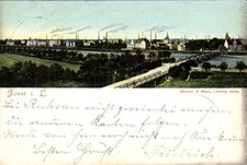 Ak Forst in der Niederlausitz, Panorama, Brücke - 3618302