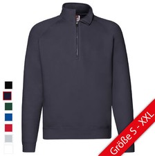 Fruit of the Loom Premium Zip Neck Sweat Herren Sweatshirt Reißverschluss NEU