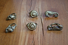 6  Serviettenringe Messing massiv - oval - ca. 5,3 x 3,5 cm  - Breite ca. 3 cm