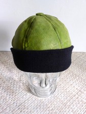 Ledermütze Fellmütze Pelzmütze olivgrün Strickrand handgefertigt St. Petersburg