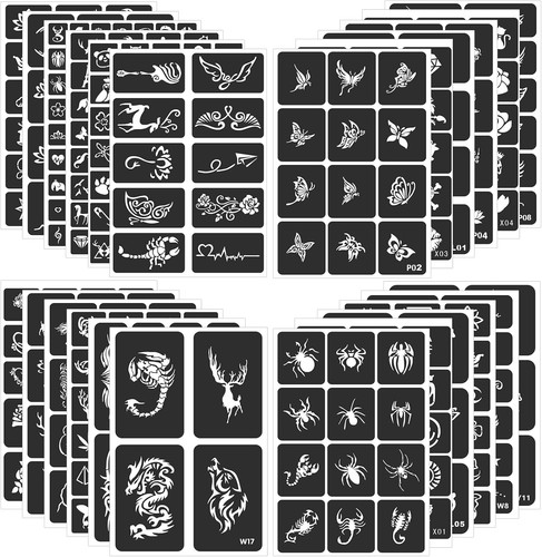 Henna schablonen set 24 - henna,