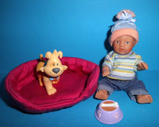 %***Mini Baby Born mit Hund,Hundekorb,Futternapf***%