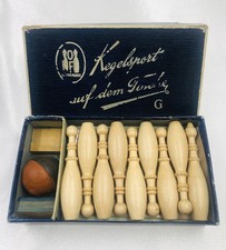 Altes Kegelspiel " Kegelsport auf dem Tische G " OF Fabrikmarke Otto Fischer