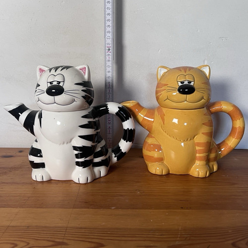 Katzen teekanne keramik - 2x,
