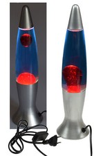 Lavalampe silber blau rot 40 cm Lavaleuchte Deko Tisch Retro Metallfuß inkl LM