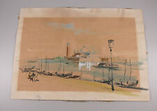 Aquarell Venedig Gondeln Markusdom F. Brazda 1952