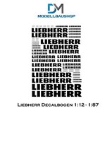 Liebherr Baumaschinen Decalbogen Modellbau Diorama Werkstatt 1/12 - 1/87