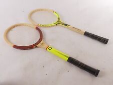 Set 2 Stück Tennisschläger Holz Vintage Neongelb 80er Jahre