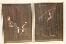 2 alte Seide gestickte Bild