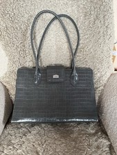 Offermann Aktentasche Grau Kroko Leder Laptoptasche Tasche Damen