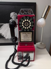 Crosley rot 1957 Retro Münztelefon Replik mit Münzbank und Schlüssel funktioniert