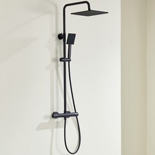 Duschsystem Schwarz mit Thermostat Duscharmatur Handbrause Regendusche Duschset 