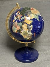 XL Edelstein / Naturstein  Globus Messing mit Halbedelstein Intarsien #1125