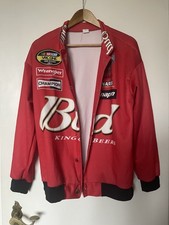 NASCAR-Rennjacke mit Budweiser-Logo und Sponsoren-Aufnähern / Gr S / Zustand Gut