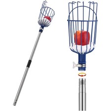 Obstpflücker Teleskopstiel, Apfelpflücker, Obstgreifer, Edelstahl, 4 m