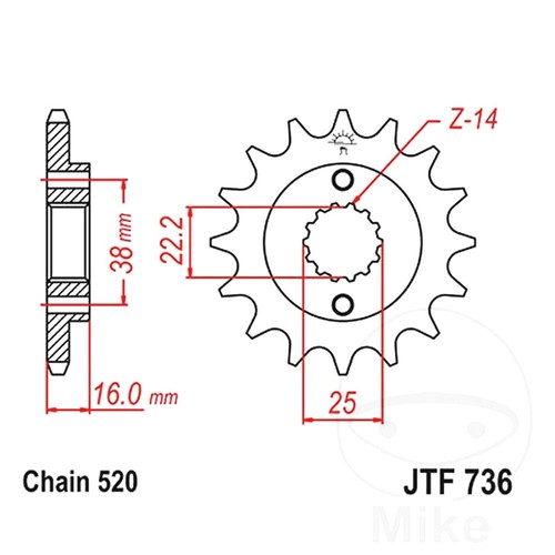 Kettenrad vorne zähne - jt,