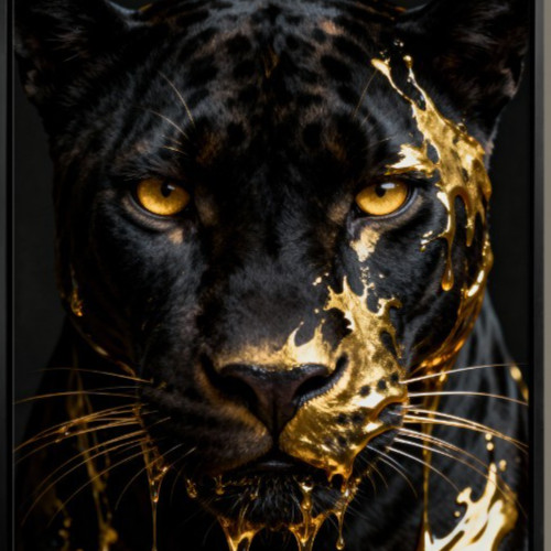 Schwarzer panther mit gold - panther,