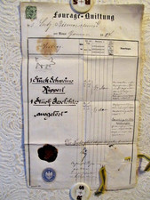 Fourage-Quittung 1884, Lutz Riemerschmid mit Siegel und Vignette Nördlingen