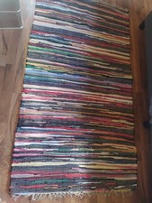 Flickenteppich Teppich Multicolor Bunt 160 x 90 cm Baumwolle Wohnzimmer NEU