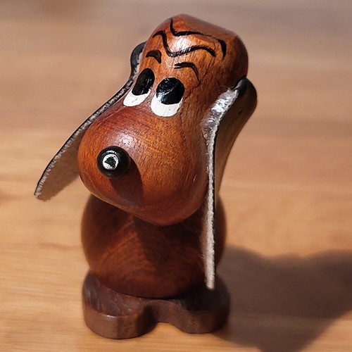 Teak holzfigur hund - holzfigur,