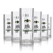 6x Hoepfner Glas 0,5l Bierkrug