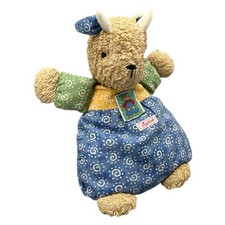 Sigikid Ziege Kuh Bock Plüsch Stofftier Frottee 30cm Blau Gelb Grün Hörner Retro