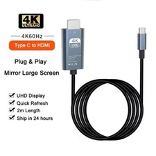 USB Type-C to HDMI 4K Cable 2m | 60Hz UHD Video Adapter for Samsung, MacBook & O