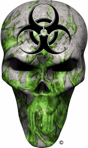 Green flame bio hazard skull