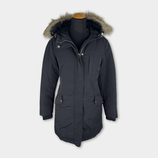 Tommy Hilfiger Winterparka Damen Gr. S Schwarz Kapuze Winterjacke tailliert