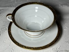 Rosenthal Bavaria Porzellan Mokkatasse und Untertasse, 1917-1935, mit Goldrand