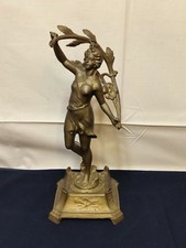 Antike Jugendstil Metallguss Frauen Skulptur Floral