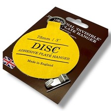 75 mm 3" Scheibenplatte Aufhänger + Chrom Haken Stift Wandbehang selbstklebend Bild