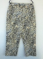 HUCKE Damenhose 7/8 Hose Schlitze Leopard gemustert Gr. 40 42 Bund 40-42 cm