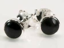 Kleine Ohrstecker 925 Silber mit schwarzem Onyx 5mm, NEU; K87 235