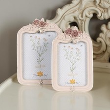 Clayre & Eef Bilderrahmen  Varianten Röschen Rosa Kunststoff Glas Fotorahmen