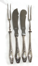 Jugendstil 4 Teile Vorlegebesteck Silber 800 W. Schwechten Berlin
