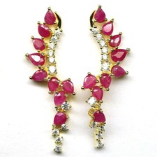 Traumhafte edle natürliche Tropfen Rubin Ohrringe Sterling Silber