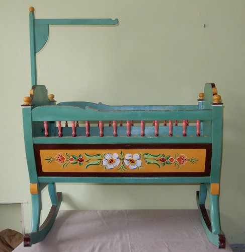 Antike kinder wiege bett holz - kinder-wiege,