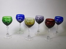 6 Alte Josephinenhütte Überfang Weingläser Blumen bunte Römer a 19cmH 8V6532