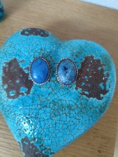 Silber 925 Ohrringe Ohrclips mit Blau Farbsteinen 