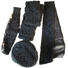 Shabby Antik Echter Perser Persianer Hut/Mütze und 3 Perser Schals/Bänder #938