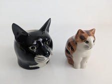 Wachtel Keramik Katze Konvolut Tim Ginger Tabby Figur schwarz Katzenkopf Eierbecher