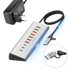 USB HUB AKTIV MIT NETZTEIL 36W 10 PORT USB 3.2 SPLITTER SPLITTER REAGLE