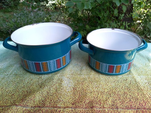 Töpfe ddr emaille türkis - 2x,