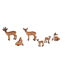 6 Stück Reh Figuren Rehfamilie Tierfiguren Dekofiguren Hirsch Rehkitz Waldtiere