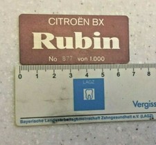 Citroen BX Rubin  Typenschild Emblem BX Rubin