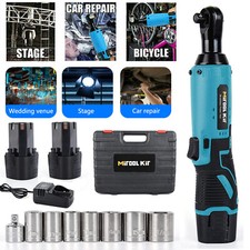 60N.m Akku Ratschenschrauber 3/8'' Elektrischer Ratschen Winkelschrauber +2Akkus