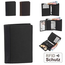 RFID Kleine Leder Herren Geldbörse Herrenbörse Geldbeutel 60946 Schwarz Braun