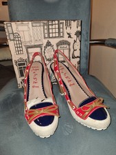 Killah Schuhe Sling Pumps Lack Rot blau creme Maritim Gr.41 Neu